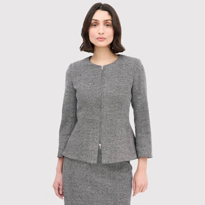 Max Mara Damen Blazer Grau Tweed Full Zip Schurwolle Seide Italienisches Sakko Gr. 2 - Bild 1 von 11