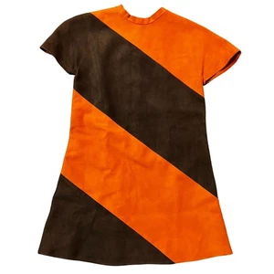 Vestido Vintage Mitzou Madrid Gamuza Cuero Naranja y Marrón - Imagen 1 de 5