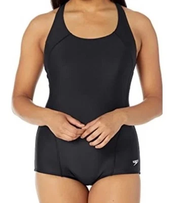 Speedo Women’s Size 8 PowerFlex Black One-Piece Swimsuit Conservative  Cut - Image 1 of 4