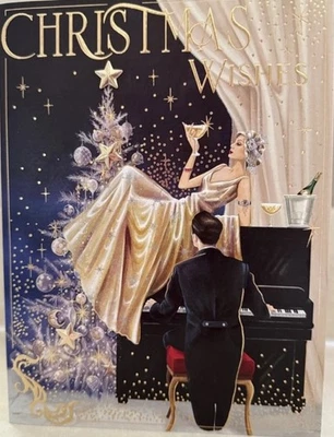 Clintons Art Deco Christmas Card Roaring 20’s Girlfriend Friend Vintage Xmas