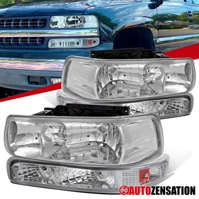 Fit 1999-2002 Chevy Silverado 2000-2006 Suburban Tahoe Headlights+Bumper Lamps Foto 1 de 4