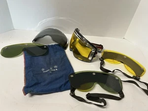 Vtg Ski Mask Goggles BAUSCH & LOMB &Snap On Sun Shade Goggles Yellow, Gray,Green - Picture 1 of 9