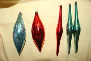 om Lote 5 adornos navideños vintage de vidrio mercurio lágrima vacaciones - Imagen 1 de 2