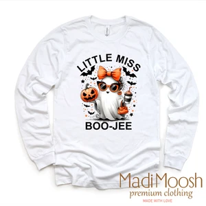 Little Miss Boo-Jee Halloween Tee - Long Sleeve White Shirt - Picture 1 of 2