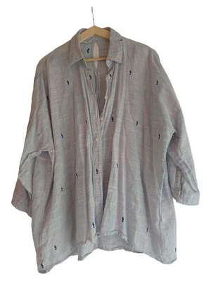 ZARA Damen Bluse 38/M Blau Casual Kaktus-Muster 3/4-Arm - Bild 1 von 4