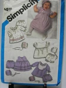 VTG 80's ~ Simplicity Pattern #6504 ~ Infant/Babies Wardrobe ~ Size 12 Mo - Picture 1 of 2