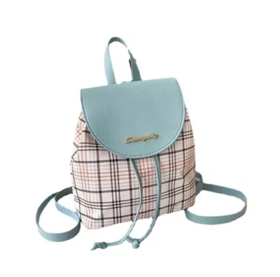 Plaid Check Cute Mini Backpack Bag Purse for Women & Girls Faux Leather - Image 1 of 4