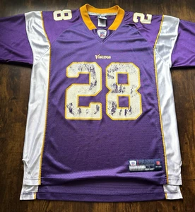 VTG Adrian Peterson Vikings Jersey Mens L Reebok Purple Minnesota Faded Shirt - Picture 1 of 14