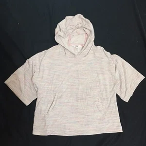 Athleta Girl Soft Short Sleeve Hoodie Pullover Rainbow Texture Modal Size 12 - Picture 1 of 7