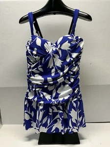 Jantzen Bathing Suit Women's 10 Swim Dress Ruched Padded Bra Adjustable Straps - Picture 1 of 8