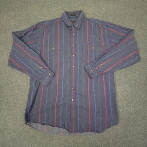 Vtg Eddie Bauer Shirt mens LARGE Blue Rufton twill Long Sleeve Button up Size L - Picture 1 of 9