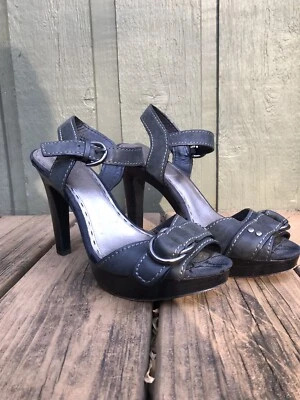 Coach Sophina High Heel Platform Black Leather Ankle Strap Sandals Size 9.5 B - Image 1 of 4