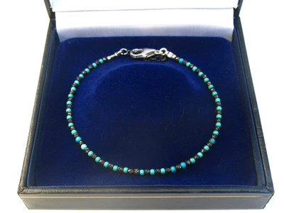 Negro Plata Cuentas Turquesa Corte Diamante Pulsera Hombres Mujeres Brazalete Cadena Stud Foto 1 de 4