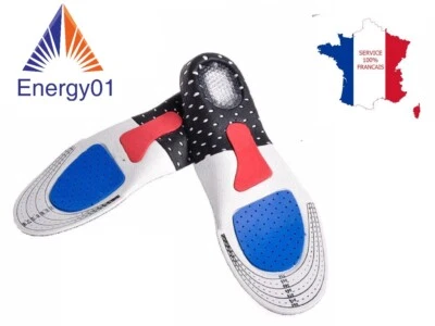 ENERGY 01 Taille 40 à 44 - 1 Paire de Semelles Gel Amorti Les Chocs - soulage les pieds