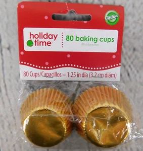 Wilton Metallic Gold MINI Cupcake Petit fours Baking Liners Foil, 80-Count 1.25" - Picture 1 of 8