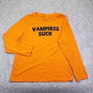 NEW City Street XXL 2XL Mens Graphic T Shirt Long Sleeve Vampires Suck Orange 