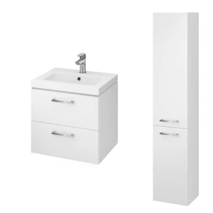 Badezimmermöbel Set Weiß Waschtischunterschrank 50cm & Hochhängeschrank 150cm - Bild 1 von 12
