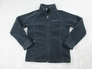 Columbia Sweater Girls Medium Black Gray Outdoor Full Zip Fleece Kids Youth - Picture 1 of 8
