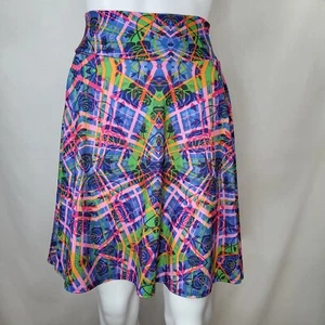 LuLaRoe Azure SKIRT Girls Size 12 Blue Pink Floral Geometric Pull On Stretch - Picture 1 of 17
