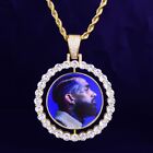 Custom Made AAA True Micro Pave Iced Photo Rotating Double-Sided Bling Pendant