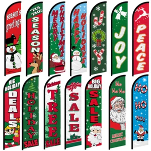 Christmas Windless Swooper Full Curve Flag Xmas Holiday Flags - Picture 1 of 16