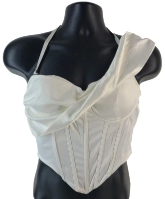 FASHION NOVA Women Araceli Corset Top SIZE XL White Polyester Spandex NEW TAGS - Image 1 of 4