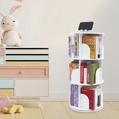 3 Tiers 360?? Rotating Stackable Shelves Bookshelf Organizer Floor Standing USA - Image 1 of 4