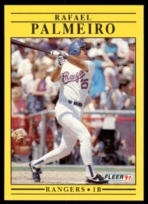 1991 Fleer Baseball Card Rafael Palmeiro Texas Rangers #295 - Image 1 of 2
