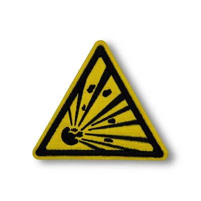 Explosives Warning Sign Patch | Iron-On & Sew-On Patch - Image 1 of 2