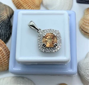 2.7Ct FLAWLESS Heated Padparadscha Sapphire Pendant in 18k Gold Plated Sterling - Picture 1 of 10