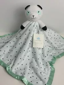 Cloud Island mintgrün weiß Sterne Panda Bär groß Satin Baby Sicherheitsdecke - Bild 1 von 7