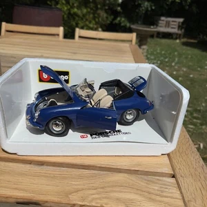 Burago 1/18 Scale Diecast - 3051 Porsche 356B Cabriolet 1961 Flat Blue - Picture 1 of 9