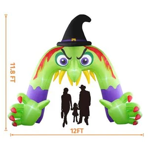 12FT HALLOWEEN WITCH ARCHWAY LED OUTDOOR INFLATABLE - Picture 1 of 5
