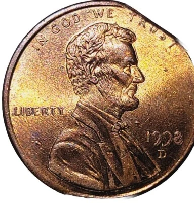 1998 D Lincoln Memorial Cent Clipped Planchette - Image 1 of 4