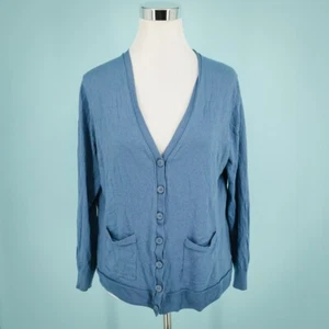 Boden Size 14 Blue Button Down Front Long Sleeve Wool Silk Blend Knit Cardigan - Picture 1 of 6