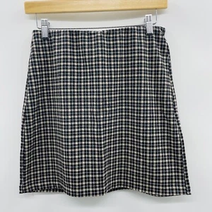 H & M Divided Womens Small Plaid Print Pull On Elastic Waist Skirt Black 2255 - Picture 1 of 5