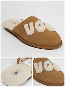 UGG HERREN HAUSSCHUHE SCUFF LOGO KASTANIE WILDLEDER/UGGpure™ WOLLE GRÖßE UK 8–11 - Bild 1 von 14