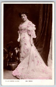 Postcard Ada Reeve English Actress Beautiful Dress Hand Tinted Pink Flowers - Picture 1 of 3