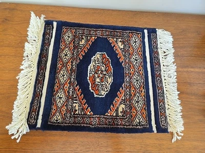 Vintage Small Rug 12.5'' x 17'' Fine Quality Pakistan Panel Carpet Wall Rug Wool Foto 1 de 4