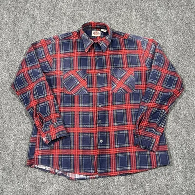 Camisa De Colección Dickies Hombres Grande Azul Rojo Franela a Cuadros Leñador Envejecido Años 90 Foto 1 de 4