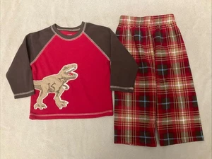 Carters 2T Dinosaurier Fleece Pyjama Set Jungen braun rot zweiteilig - Bild 1 von 6