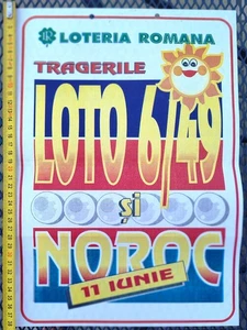 Romania, 2000, Vintage Lottery Draw Advertising Poster - Loto 6/49 & Noroc - Picture 1 of 1