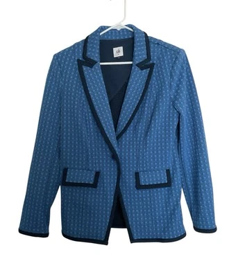 Chaqueta Blazer Cabi Scholarship Ponte Tejida 6027 Azul Medio Elástico Oficina Preppy Foto 1 de 4