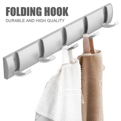 Coat Hooks Wall Mounted Rack Clothes Hanger Towel Rail Heavy Duty Foldable Hook. - Image 1 of 4