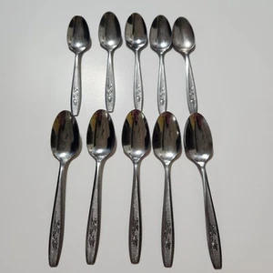 Lot of 10 Oneida Soup Spoons Tender Rose Flatware Stainless 🥄 - Picture 1 of 9