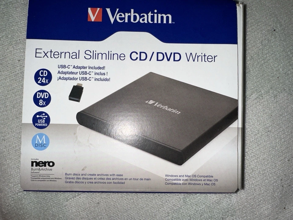 Grabadora de CD/DVD externa delgada Verbatim 98938 Foto 1 de 4