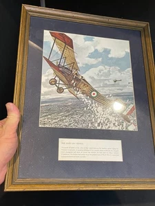Framed WWI Raid on Vienna Lithograph by Merv Corning 12.5" w 15.75" h - Picture 1 of 4