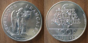France 100 Francs 1989 Humans Right Silver Coin Free Shipping Worldwide Franc - Picture 1 of 3