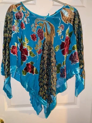 Beaded Peacock Poncho Layne Bryant Top  - Image 1 of 3
