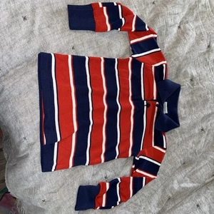 Health Tex Vintage Knit Red Blue Striped Long Sleeve Polo; Size 6 - Picture 1 of 5